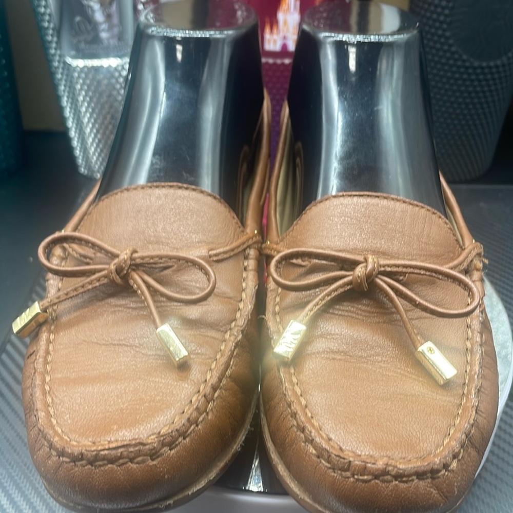 MICHAEL Michael Kors Sutton Moccasin Flat Loafers w Bow, Luggage Brown